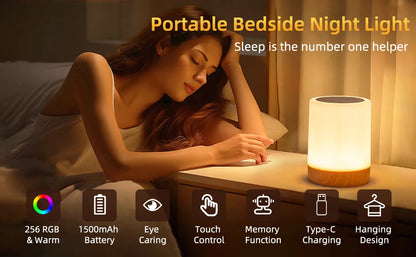 16 Colors Smart Touch Bedside Table Lamp RGB USB Rechargeable Night Light Desk Lamp Bedroom Decoration Gift Dining Table Light