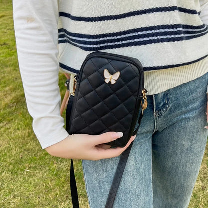 PU Leather Shoulder Bag Fashion Mini Embroidery Crossbody Bag Women Fashion Mobile Phone Bags Waterproof Handbag Female Wallet