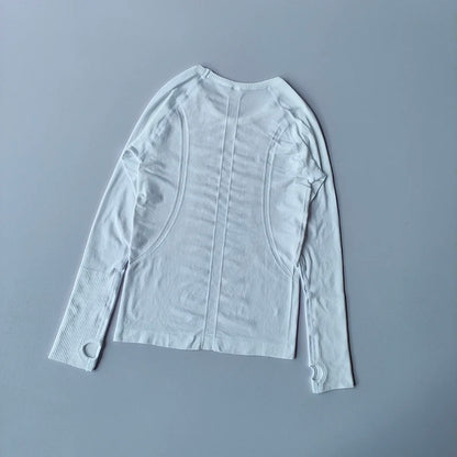 Yoga Clothes for Women, Sports Tops, Round Neck,, Seamless, Slim, Running Shirt Fitness Workout Long Sleeves Gym T shirt, Winter