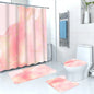3D Blue Marble Print Shower Curtain 4 Piece Carpet Cover Toilet Cover Bath Mat Pad Set Bathroom Curtain with 12 Hooks Home Decor