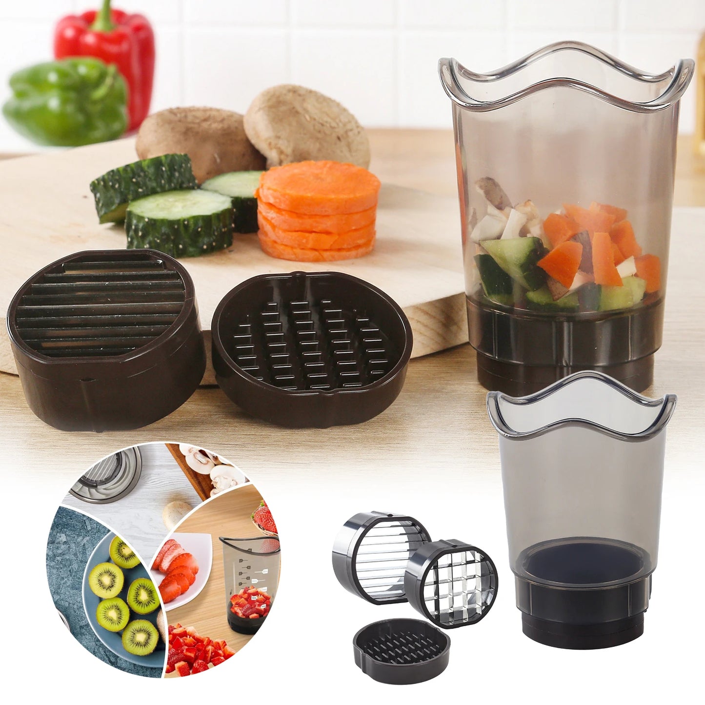 High-Quality Kitchen Slicing Equipment With Cup for Slicing Fruits Vegetables Strawberries Bananas as Kitchen Essential