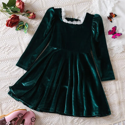 Elegant New Girl Embroidery Flower Girl Dresses for Wedding Autumn Winter Long Sleeve Princess Birthday Party Clothing 3-8Yrs