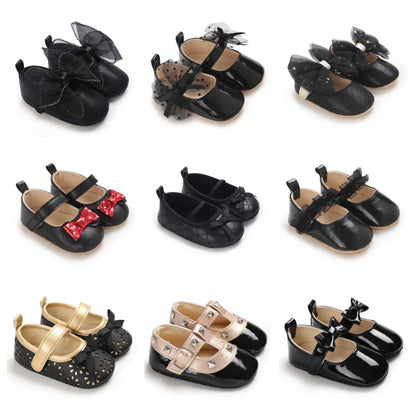 Black British Retro Princess Shoes For Spring And Autumn 0-18 Months Baby Shoes With Soft Soles And Non Slip Baby Walking Shoes