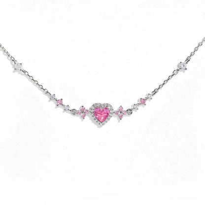 Y2K Exquisite Sweet Pink Zircon Bowknot Love Heart Chain Bracelet For Women Girls Party Birthday Jewelry Gift