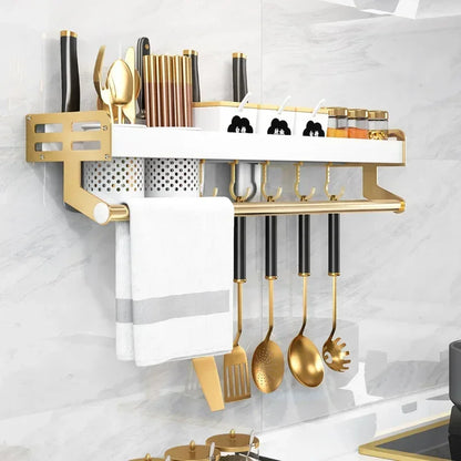 Kitchen Organizer Shelf Wall-mounted Spice Storage Rack Kitchen Knife Holder Wall Seasoning Chopstick Spoon Shovel Storage Sheif