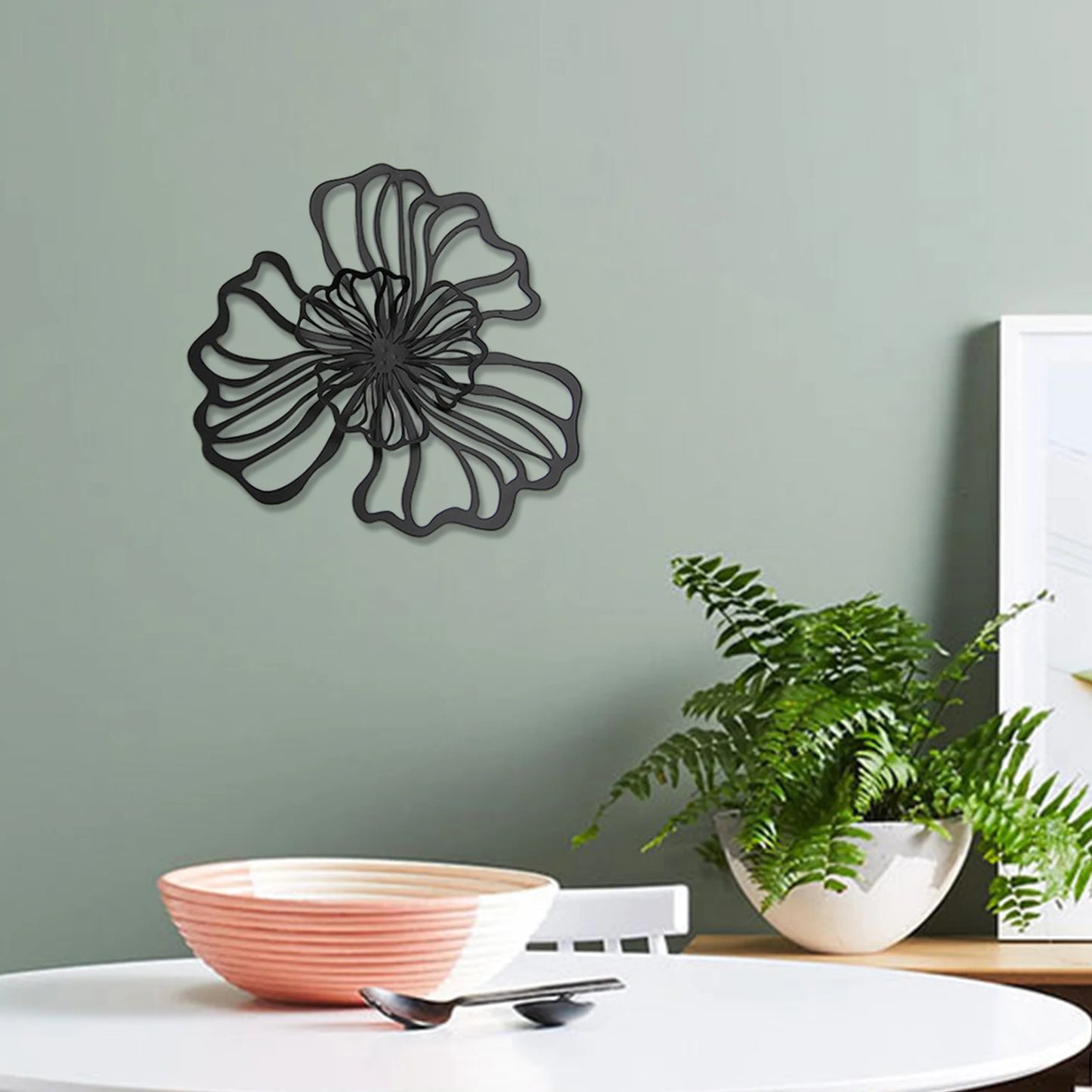 Wall Decoration Flower Metal Wall Art Decor Floral Wall Hanging Decor Wall Ornament for Living Room Kitchen Bathroom Hotel