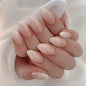 24Pcs French False Nails Almond Fake Nails with Glue Press on White Edge Design Wearable Simple Ins Pink Stiletto Nail Tips