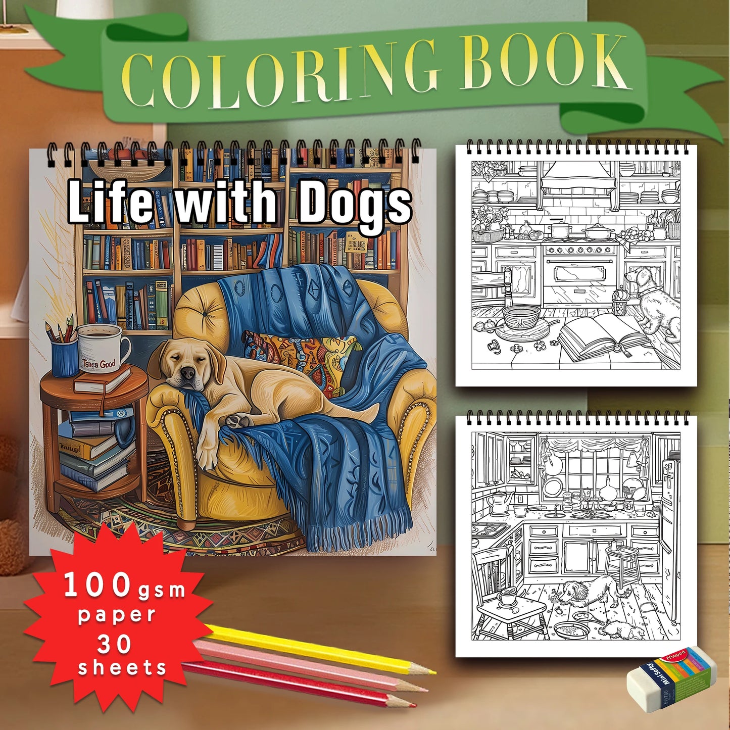 Stress Reduction Colouring Book 30 Sheets, 8.3x 8.3 inch 100gsm Thick Paper, Spiral Bound, Halloween and many other holiday gift