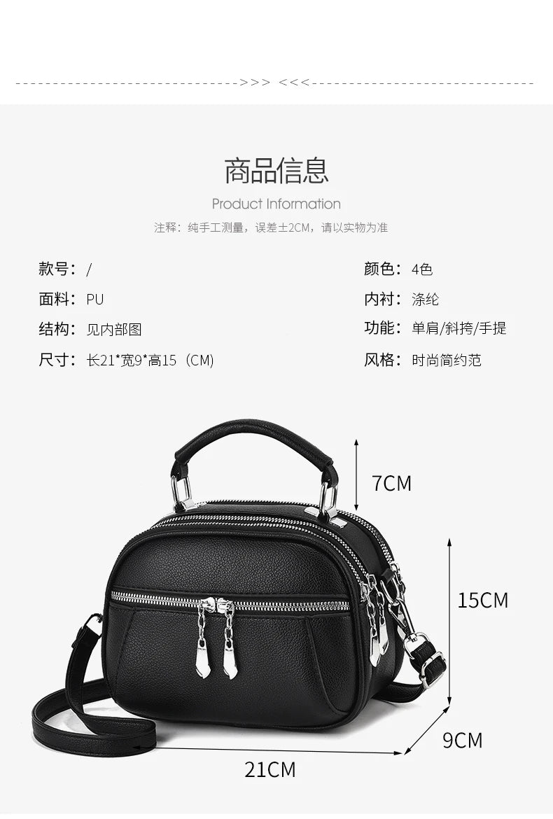 Women Small Purses and Handbags PU Leather Solid Color Zipper Shoulder Bag Cross Body Bags Small Wallets Short Handle Bag