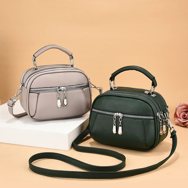 Women Small Purses and Handbags PU Leather Solid Color Zipper Shoulder Bag Cross Body Bags Small Wallets Short Handle Bag