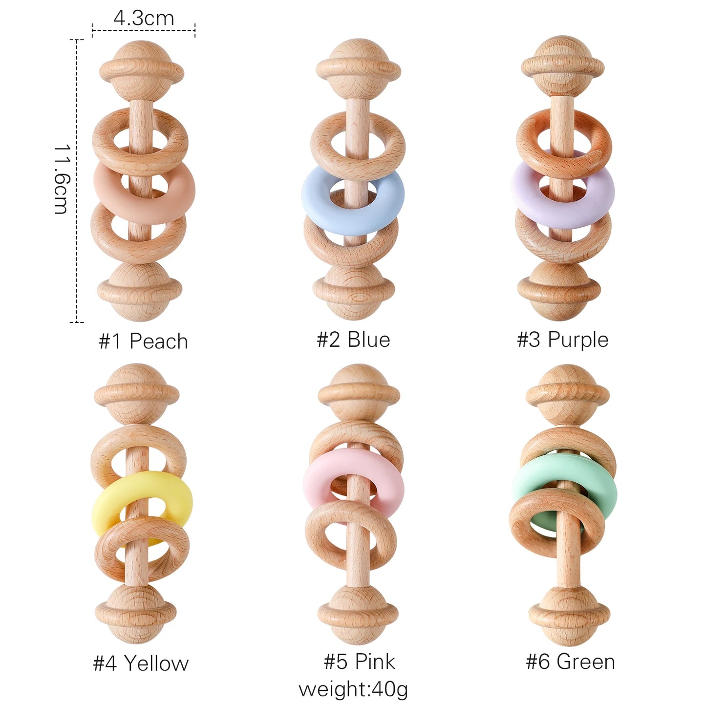Baby Toys Wooden Rattles Silicone Ring Baby Rattles and Mobiles 0 12 Months Sensory Toys for Baby  Wooden Teether for Baby Gifts