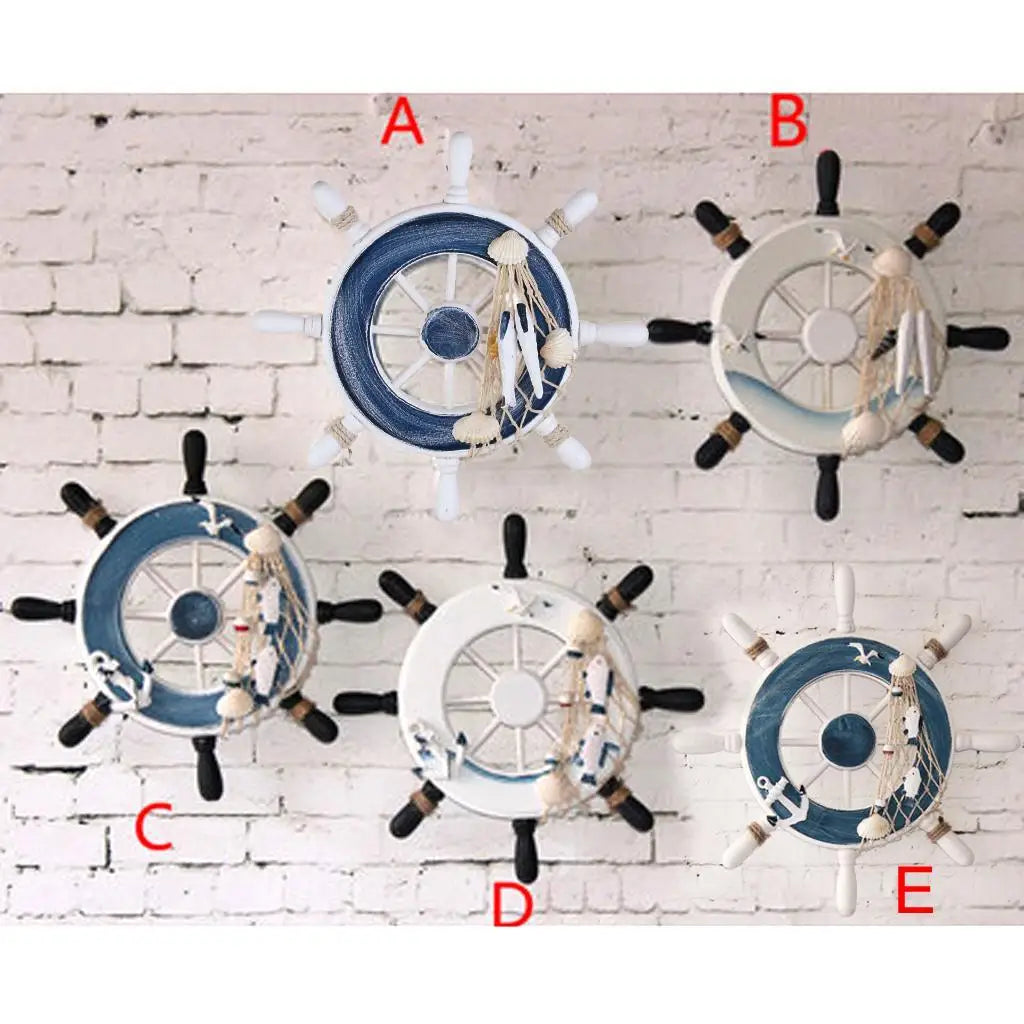Magideal Nautical Beach Wooden Boat Ship Steering Wheel Home Wall Hanging Decor