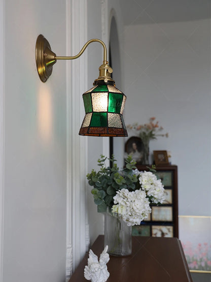 Bedroom headboard Tiffany living room background wall light light luxury Nordic American retro corridor corridor all copper wall