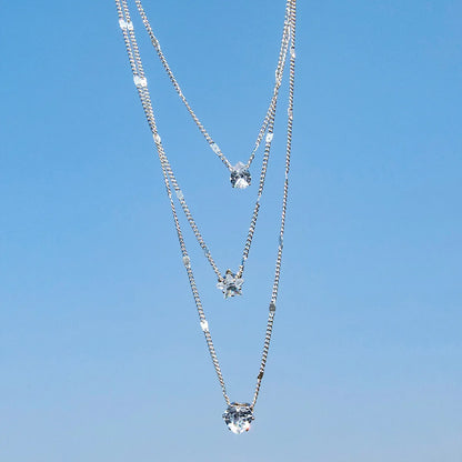 Trendy Zircon Pendant Necklace For Women Multilayer Chain Choker Fashion Female Party Shiny Jewelry Gift