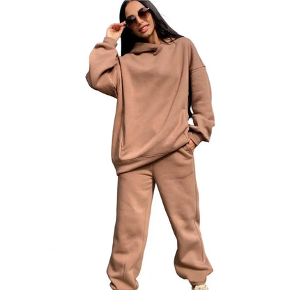 Women Tracksuit Autumn Winter Warm Hoodies Top Suits Casual Hooded Sweatshirts And Jogging Pants Outfits Sweatpants 2 Piece Sets