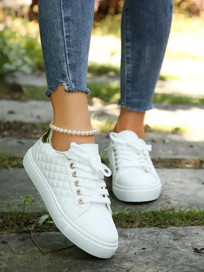 2024 Women Sneakers Tennis Platform Shoes for Women Comfort Casual Flat Tenis Woman Lace-up White Sports Women Vulcanized Shoes