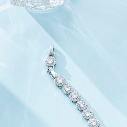 Luxury Zircon Chunky Bracelets For women Round Zirconia Stone Wedding Engagement Women Bracelet Jewelry Gift