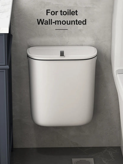 Bathroom Trash Can Wall Mounted Hanging Trash Bin With Lid Waterproof Narrow Seam Rubbish Bin Toilet Waste Garbage Bin 7/9L