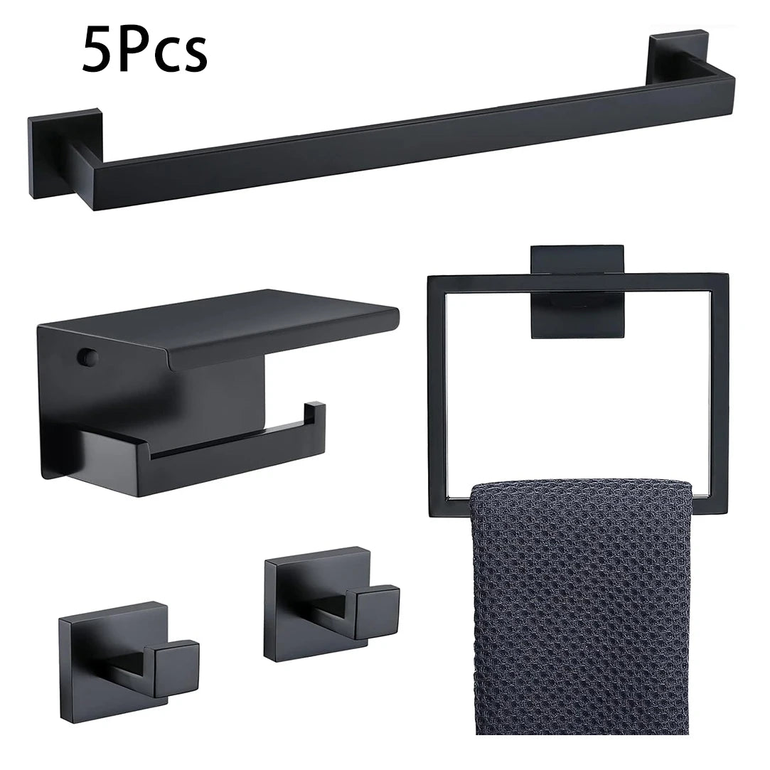 Bathroom Set  Stainless Steel Towel Ring Holder Toilet Paper Holder  Towel Bar  Rail Rack  Hanger Hook  Bathroom Hardware Set