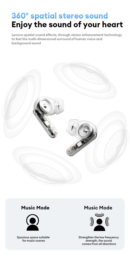 New Lenovo LE209 Wireless Bluetooth Earphone ANC Noise Reduction HiFi Music Bluetooth Headphone 30H Battery Life Gaming Headset