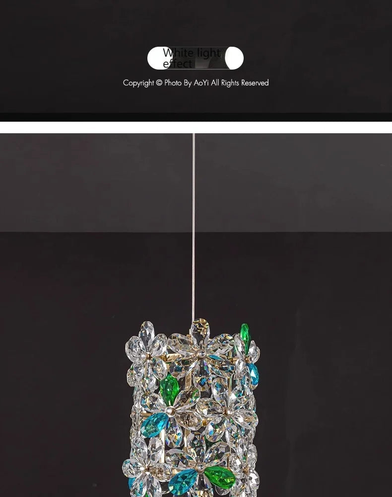 Bedroom Bedside Lamp Crystal Small Chandelier French Flower Light Luxury Entrance Cabinet Restaurant Cloakroom Hanging Line Lamp