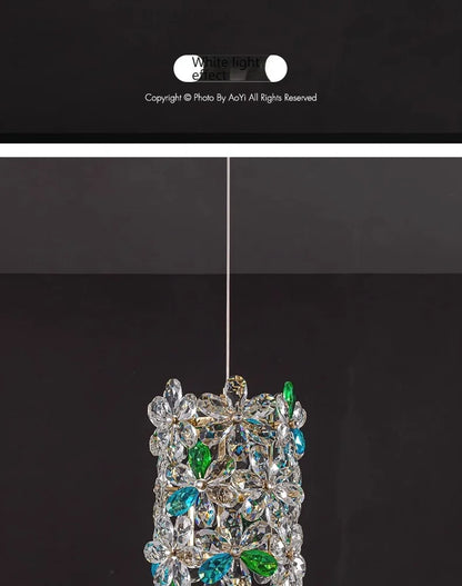 Bedroom Bedside Lamp Crystal Small Chandelier French Flower Light Luxury Entrance Cabinet Restaurant Cloakroom Hanging Line Lamp