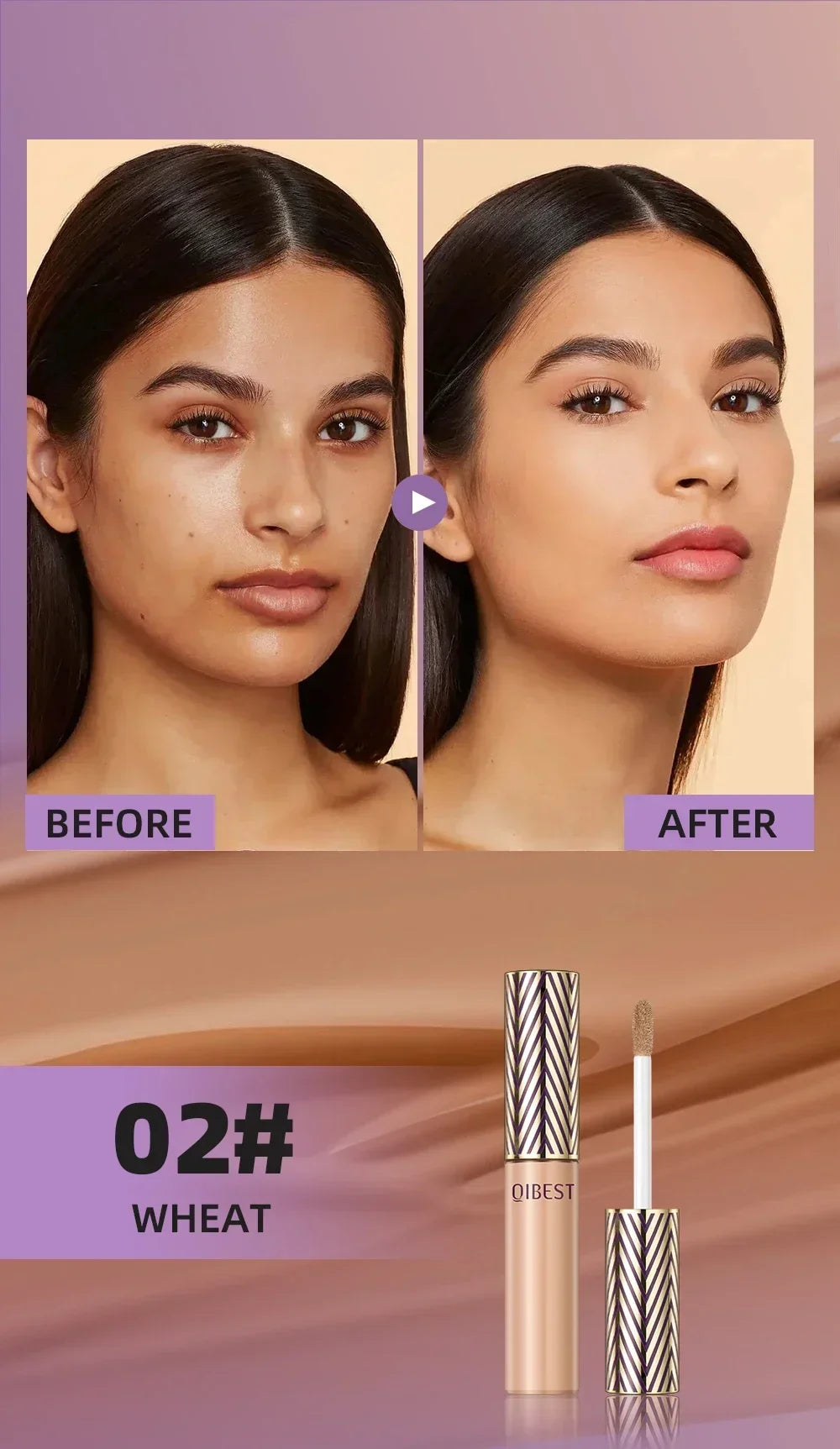QIBEST Concealer Liquid Foundation Face Makeup Women Brightening Cream Full Coverage Concealer Lasting Modify Corrector Skin