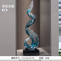 Home Decor Wind and Water Rising Decorations,Blue Resin Sculpture Luxury Living Room Entrance Vertical Art Decoration Customized