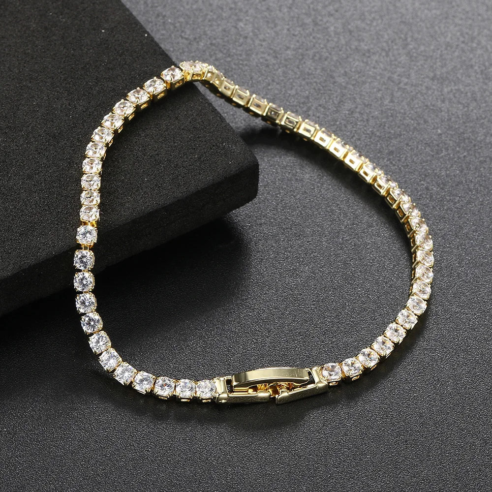 Fashion 2.5mm Zirconia Tennis Bracelet for Women Crystal Charm Designer Tennis Thin Chain Bracelet on Hand Wedding Jewelry KC128