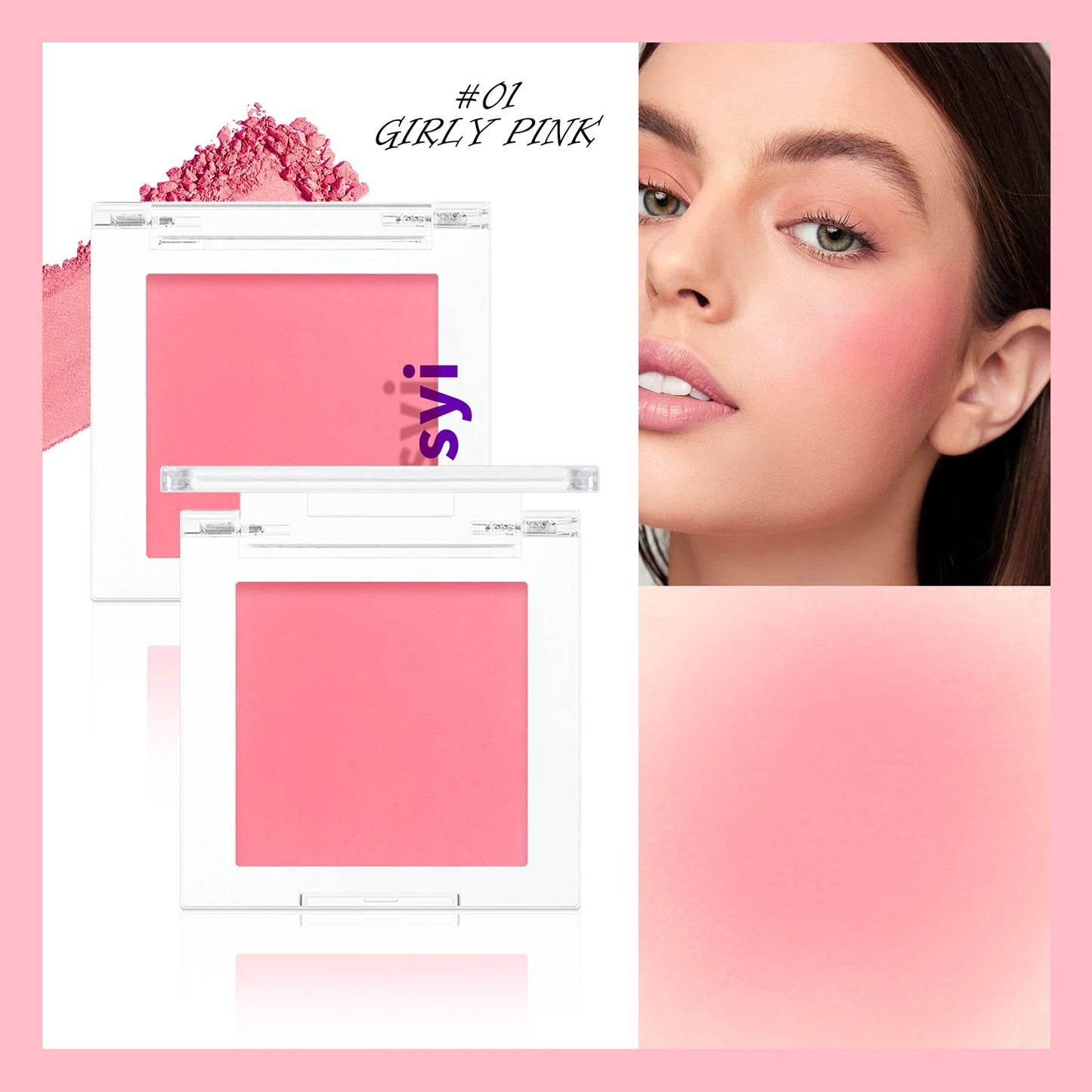 Monochrome blush, brightening matte cosmetics, highlighting, expansion color, youthful and natural makeup