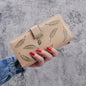 2024 new women's purse sweet lady PU leather horizontal zipper women's medium long hollow leaf purse
