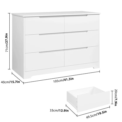 Dresser with 6 drawers, Bedroom Dresser, Dresser White with drawers for dining room, kitchen, living room, wood, modern