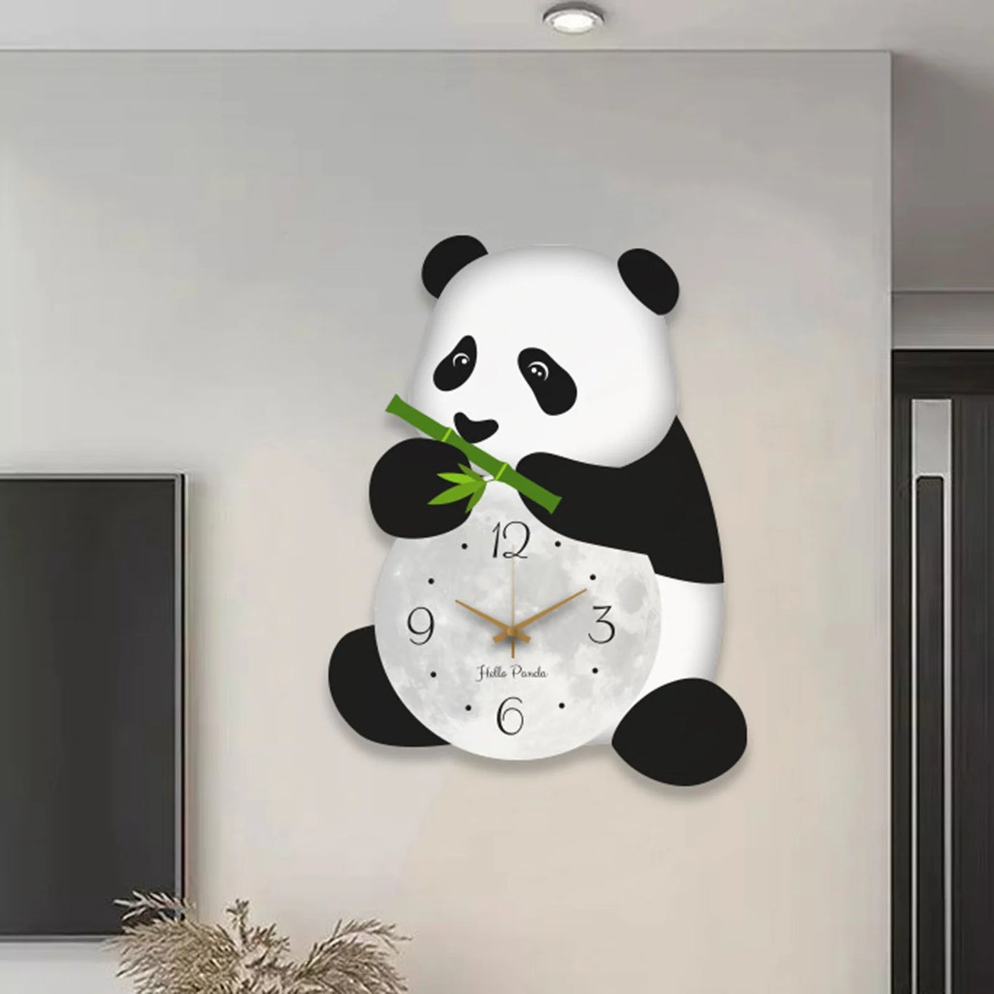 Panda Wall Clock Silent Cute Wall Hanging Decor for Kids Room Kitchen Office Decorative Clock Silent Bedroom Living Room
