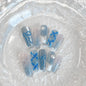 10PCS handmade coffin shaped nails, beautiful fake nails, dreamy blue and white nail art, fresh summer, suitable for women to us