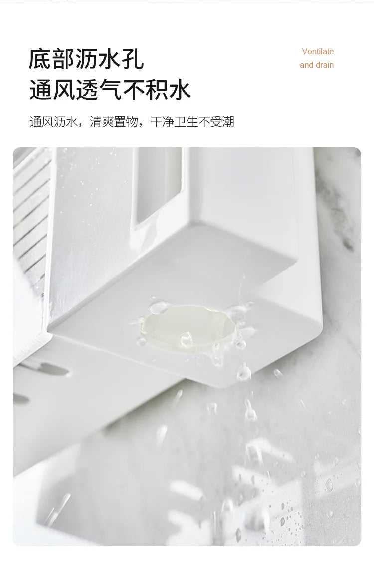 Bathroom Shelves Wall Mount Toothbrush Toothpaste Holder Suction Cup Storage Rack Toiletries Organizer Bathroom Accessories