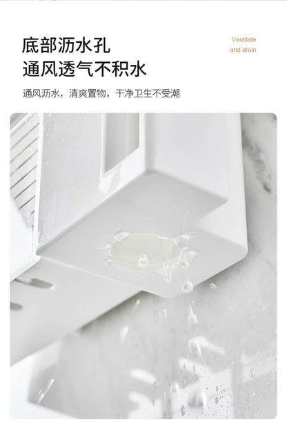 Bathroom Shelves Wall Mount Toothbrush Toothpaste Holder Suction Cup Storage Rack Toiletries Organizer Bathroom Accessories