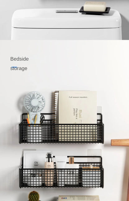 Bathroom Organiser Multifunctional Toiletries Organiser No-Punch Bathroom Shelf Bathroom Kitchen Wall Mount Storage Rack