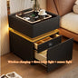 Smart bedside cabinet  new model suspended solid wood leather simple and modern small sized bedroom no installation required fin