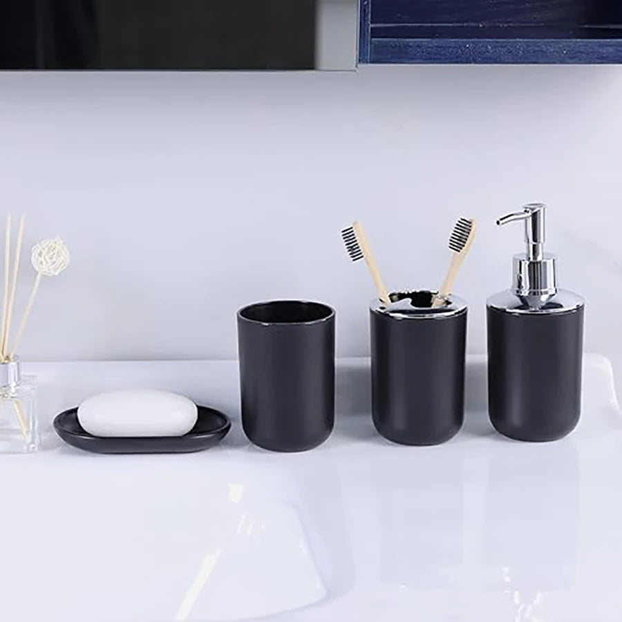 Bathroom Accessory Set,6 Piece Gift Set,Toothbrush Holder,Toothbrush Cup,Soap Dispenser,Soap Dish,Toilet Brush Holder,Trash Can