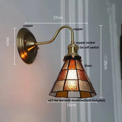 Bedroom headboard Tiffany living room background wall light light luxury Nordic American retro corridor corridor all copper wall