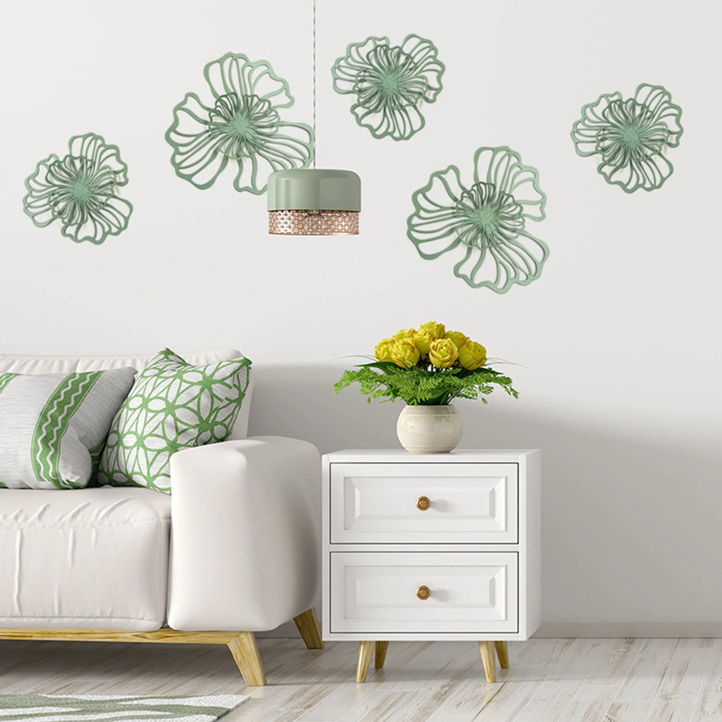 Wall Decoration Flower Metal Wall Art Decor Floral Wall Hanging Decor Wall Ornament for Living Room Kitchen Bathroom Hotel