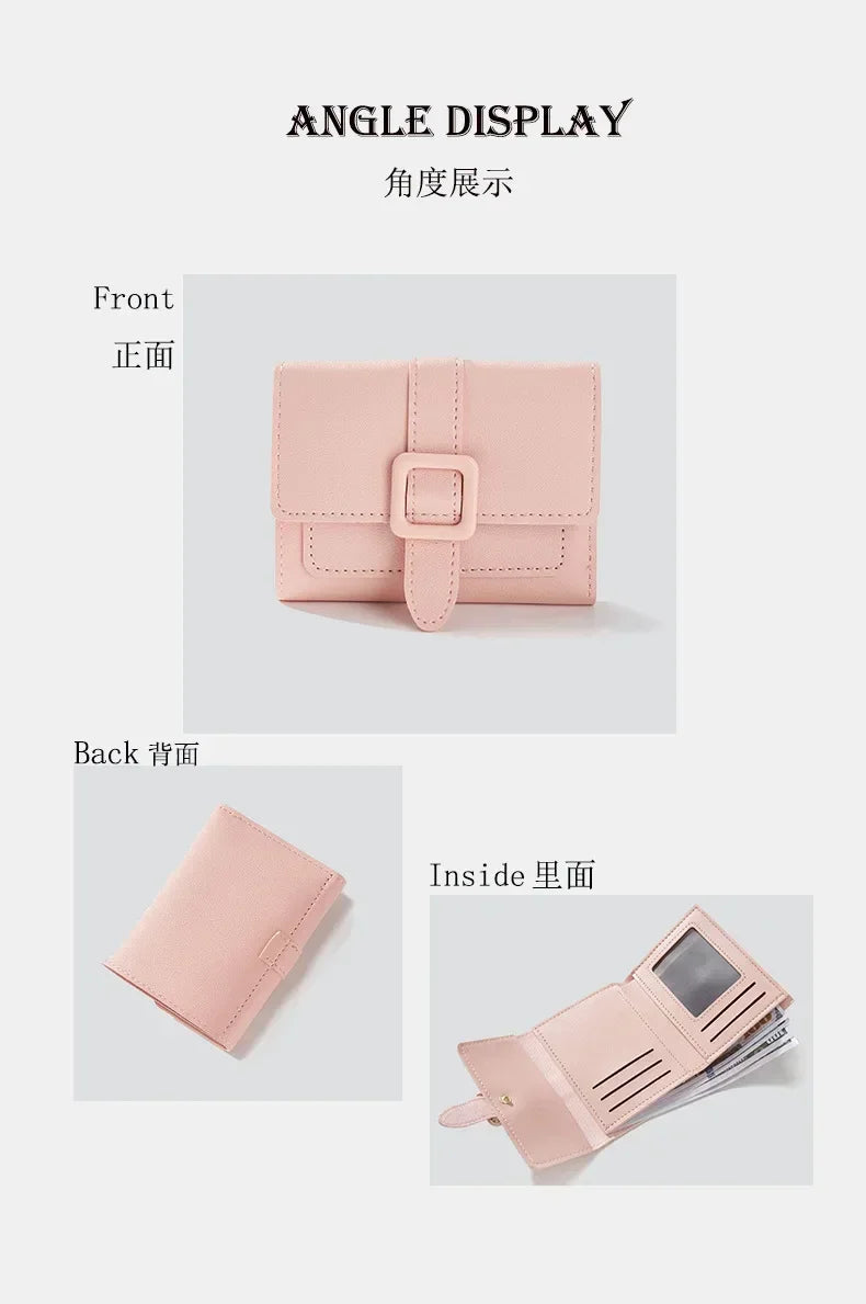 Candy Color Small Wallets PU Leather Coin Pures Ladies Card Holder Standard Short Purses for Women Solid Purses Practical
