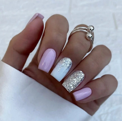 24Pcs Leopard Print Fake Nails Artificial Finished Press on Short Ballet White Fake Nail Wearable Full Cover Nail Art Tips