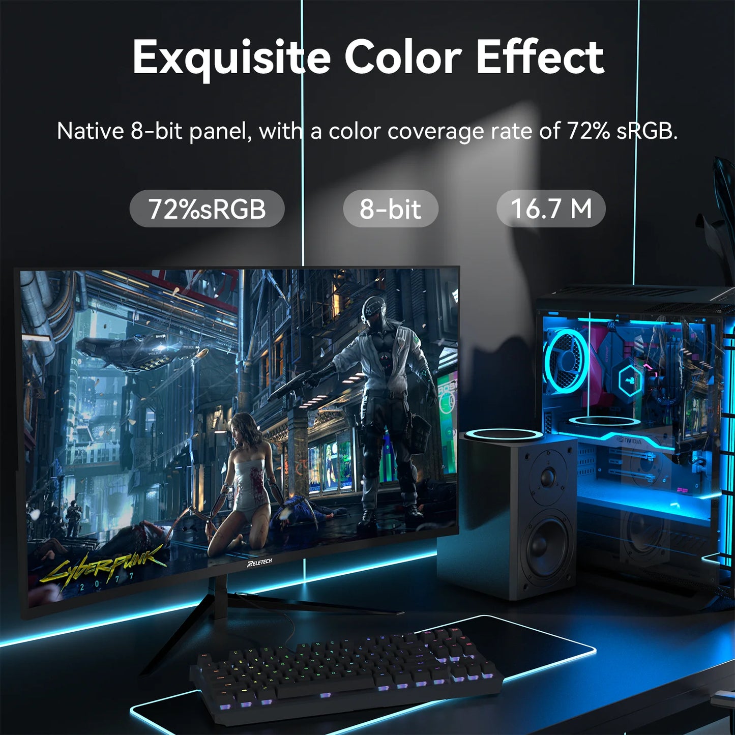 Reletech G27X Flex Pro Monitor 27" Gaming Curved 2560x1440 QHD 180Hz HDMI x2 DP x2 1800R 72% sRGB Adaptive Sync