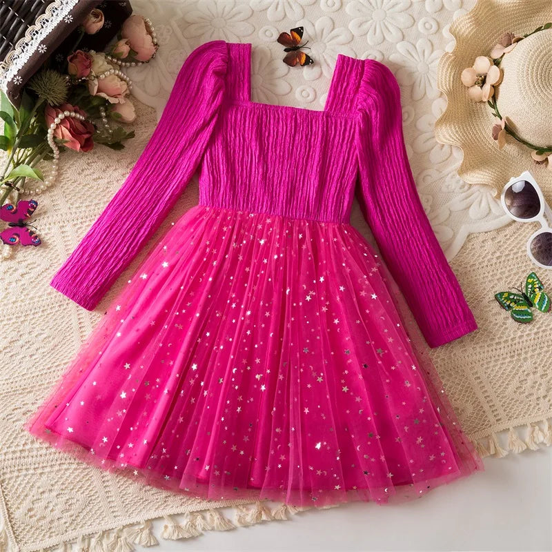 Elegant New Girl Embroidery Flower Girl Dresses for Wedding Autumn Winter Long Sleeve Princess Birthday Party Clothing 3-8Yrs