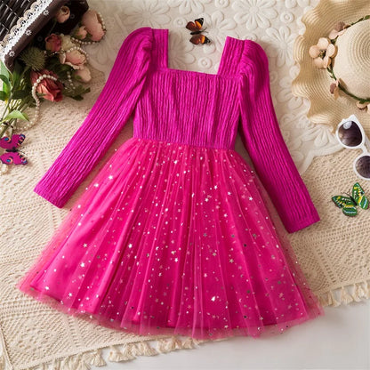 Elegant New Girl Embroidery Flower Girl Dresses for Wedding Autumn Winter Long Sleeve Princess Birthday Party Clothing 3-8Yrs