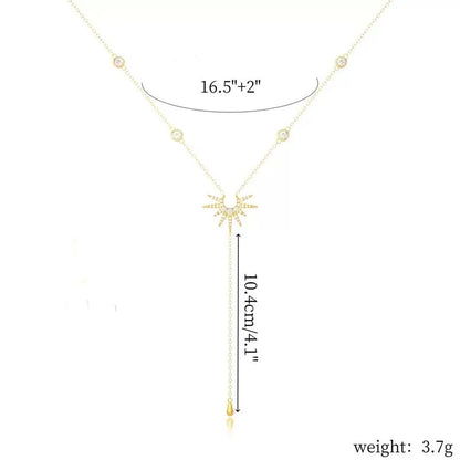 Fashion Gold Color Y-Shaped Pendant Necklaces For Women Girls Luxury Cubic Zirconia Long Tassel Dangle Choker Jewelry Gift
