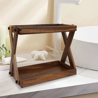 Wood Countertop Shelf Condiment Storage Organizer Kitchen Rack