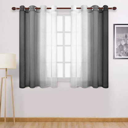 Blackout Curtains for Bedroom Faux Grommet Light Filtering Semi Sheer Gradient Window Curtain for Living Room Heat Blocking