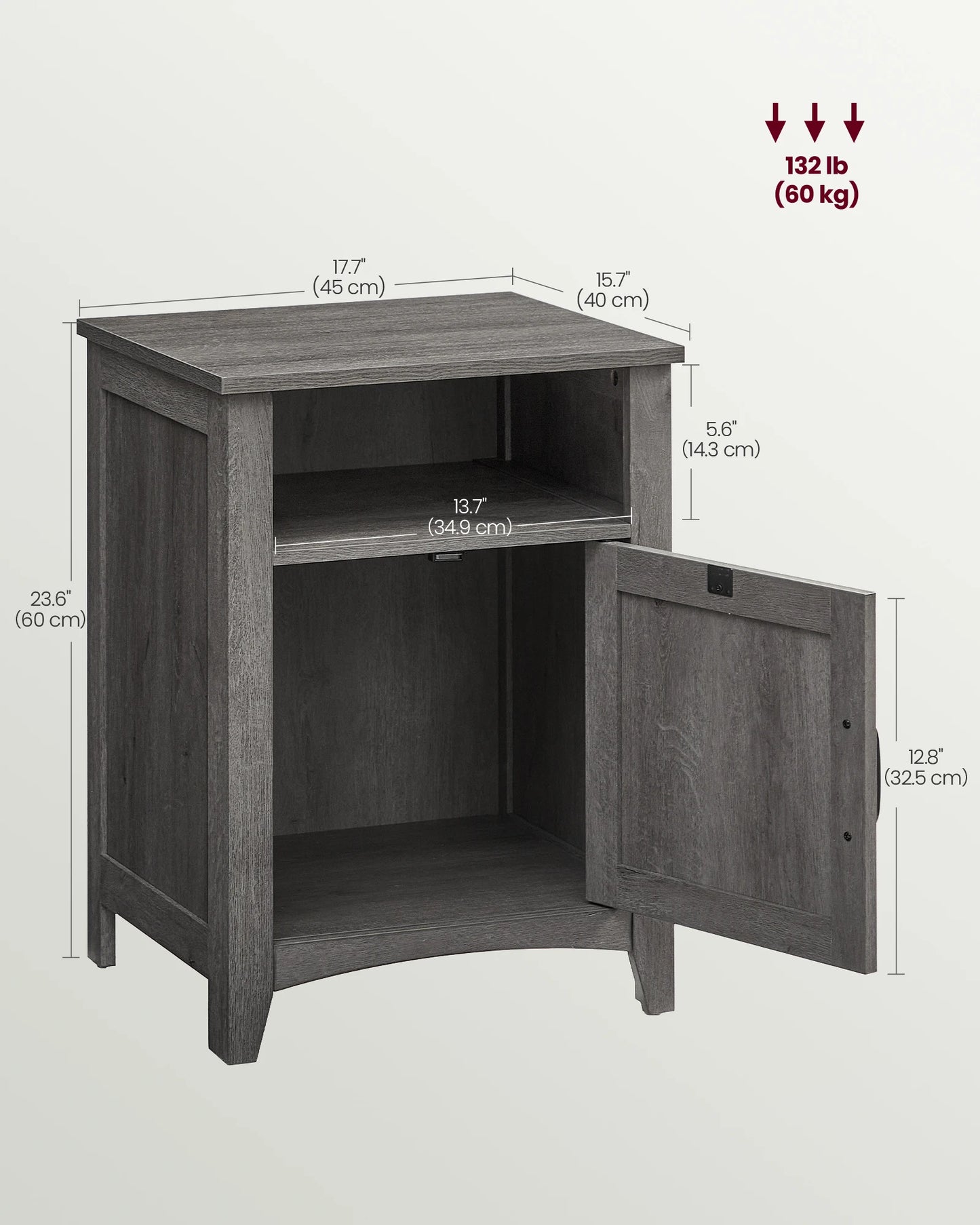 VASAGLE Farmhouse Nightstand with Barn Door, Set of 2, Bedside Table with Storage, Side End Table, Night Stand